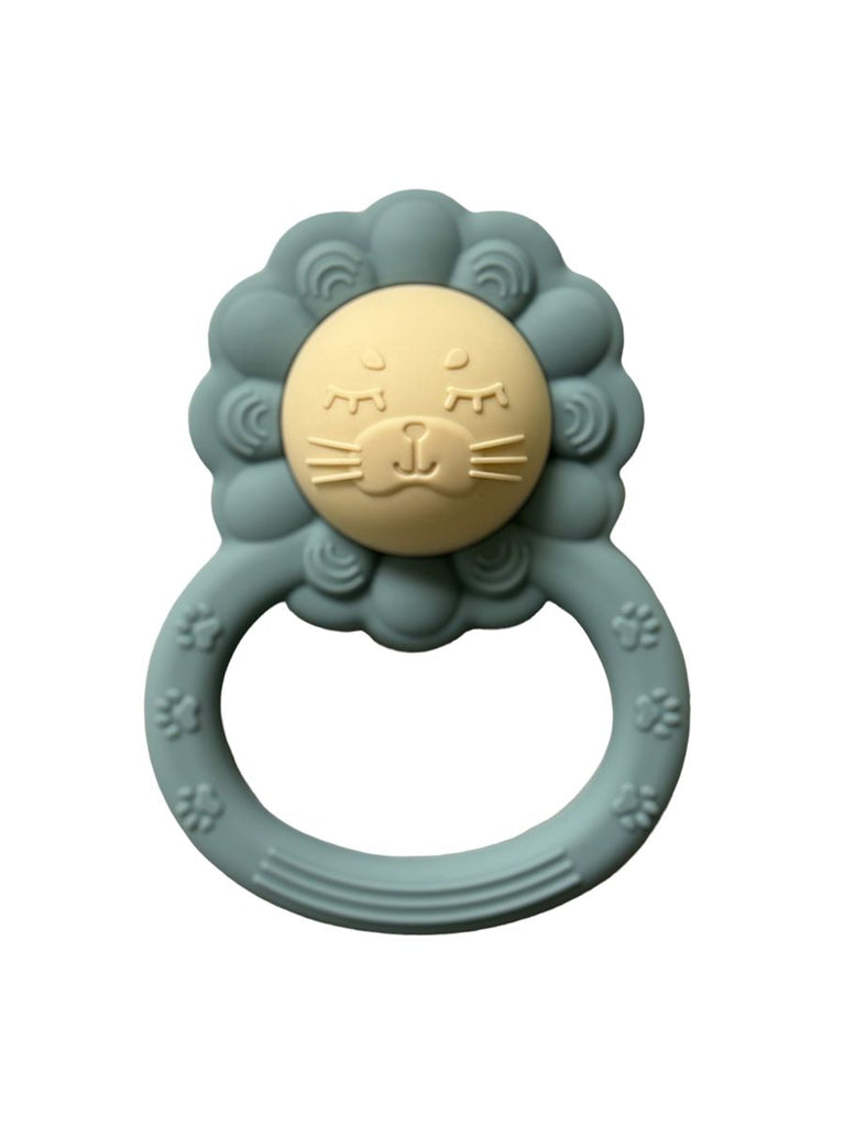 Three Hearts-Silicone Lion Rattle-Slate
