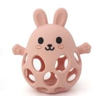 Three Hearts-Funny Bunny 3D Silicone Teether-Pink