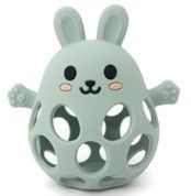 Three Hearts-Funny Bunny 3D Silicone Teether-Sage