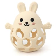 Three Hearts-Funny Bunny 3D Silicone Teether-Cream