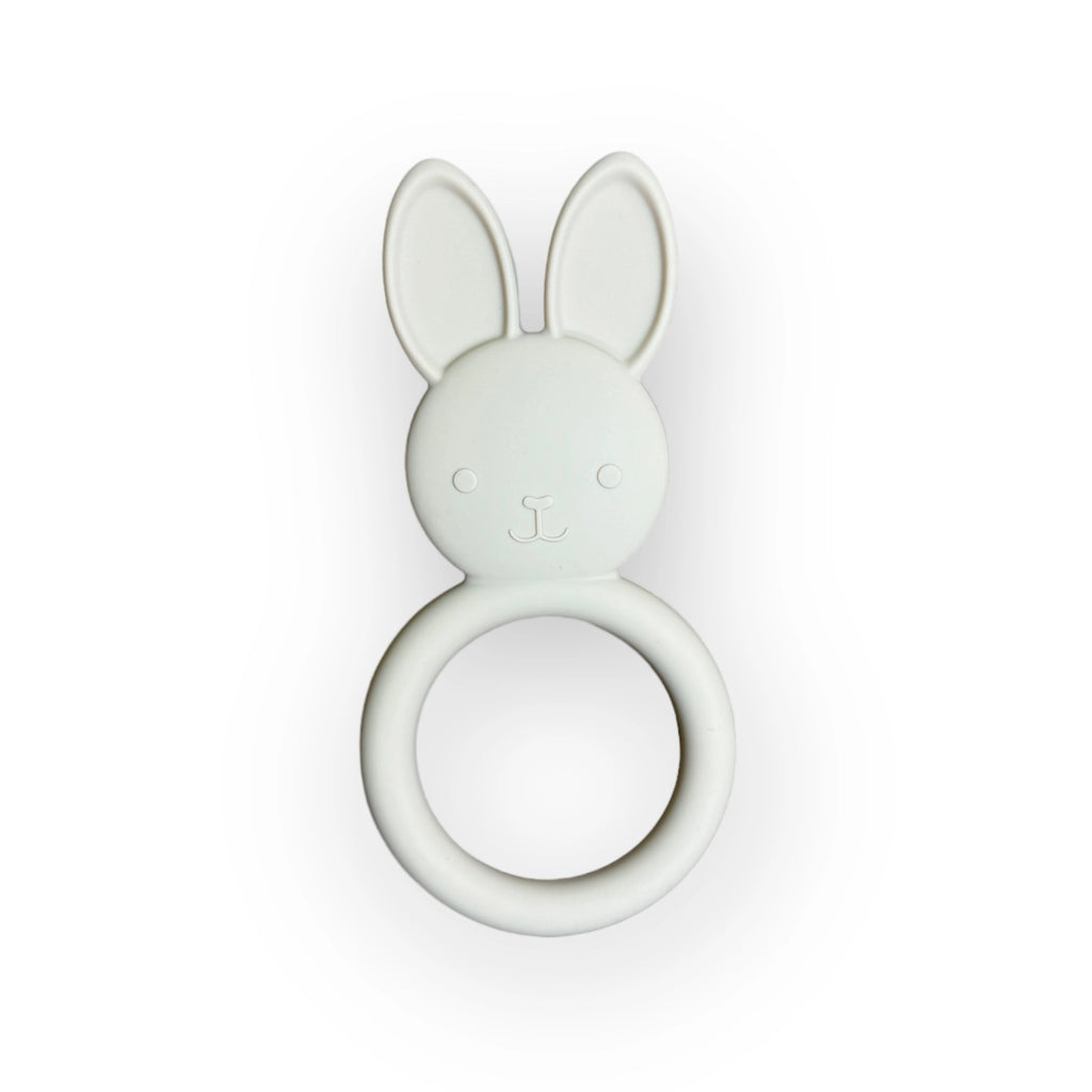 Three Hearts-All Silicone Bunny Teething Ring-Navajo Beige