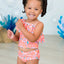 Ruffle Butts-Girls Coral Floral One Shoulder Ruffle Tankini