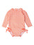 Ruffle Butts-Long Sleeve One Piece Rash Guard-Coral Gingham