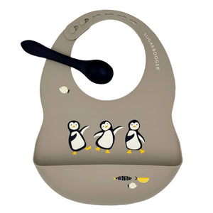 Ore - Fresh and Messy Silicone Bib and Spoon Set - Penguin