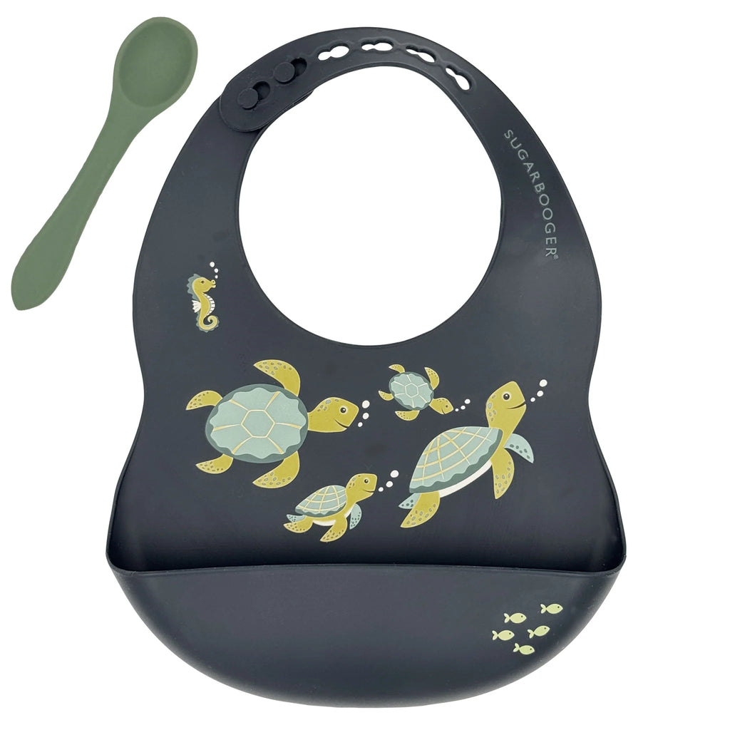 Ore - Fresh and Messy Silicone Bib and Spoon Set -Sea Turtle