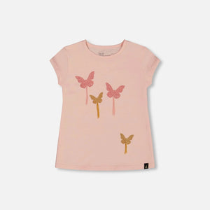 Deux Par Deux-Organic Cotton Top With Applique Seashell Pink