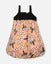 Deux Par Deux-Printed Bubble Dress Black And Pink Butterflies
