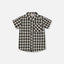 Deux Par Deux-Short Sleeve Button Down Shirt Black And Beige Plaid