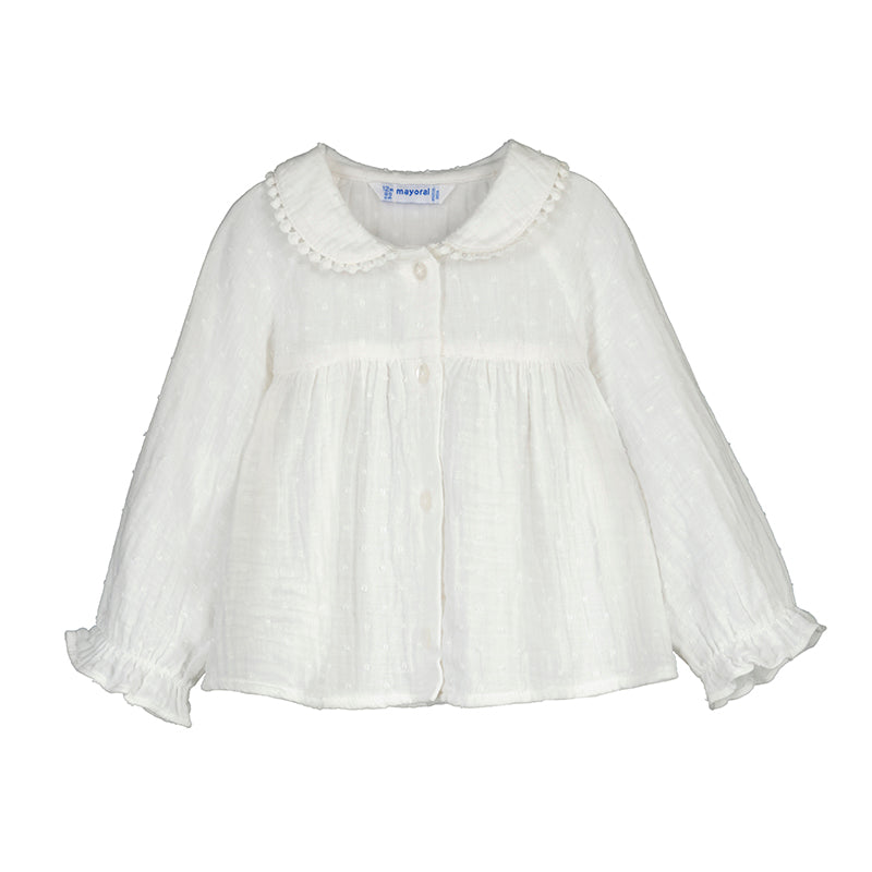 Mayoral-Plumeti Chiffon Blouse-Cream