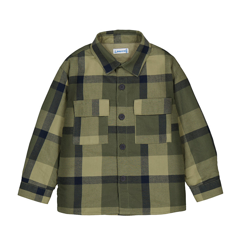 Mayoral-Plaid Overshirt-Olive