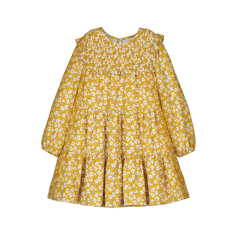 Mayoral-Printed Dress-Mustard