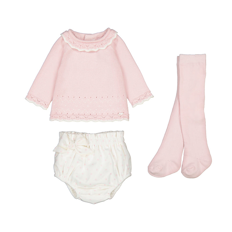 Mayoral-Newborn Girl 3-Piece Set-Crystal