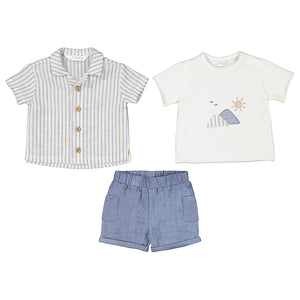 Mayoral-Short Set with Overshirt-Natural