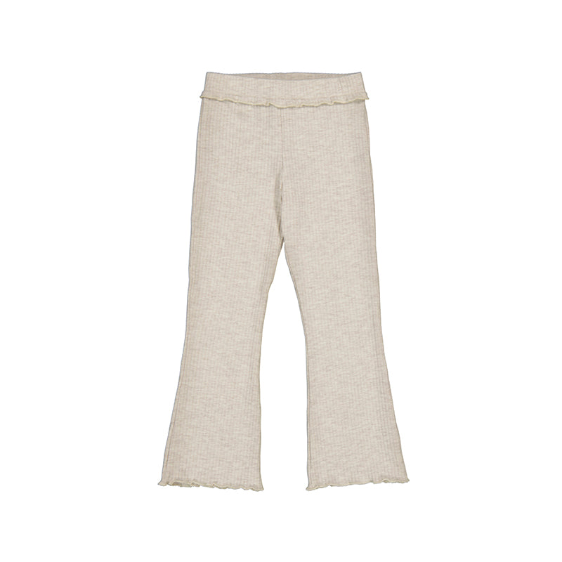 Mayoral-Rib knit flare leggings-Heather Sand