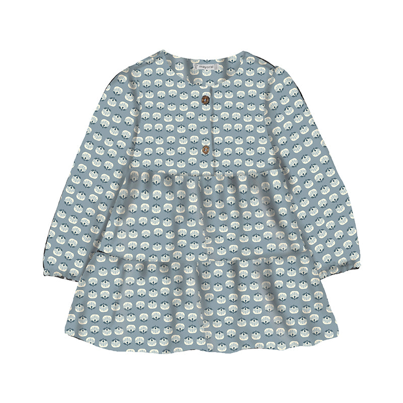 Mayoral-Baby Print Dress-Blue Bell