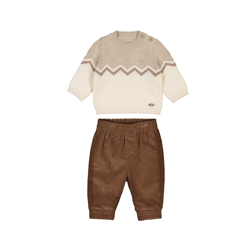 Mayoral-Pants and Sweater Set-Brown