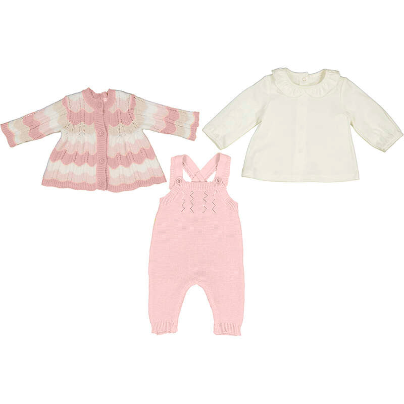 Mayoral-Knit Dungarees Set-Crystal