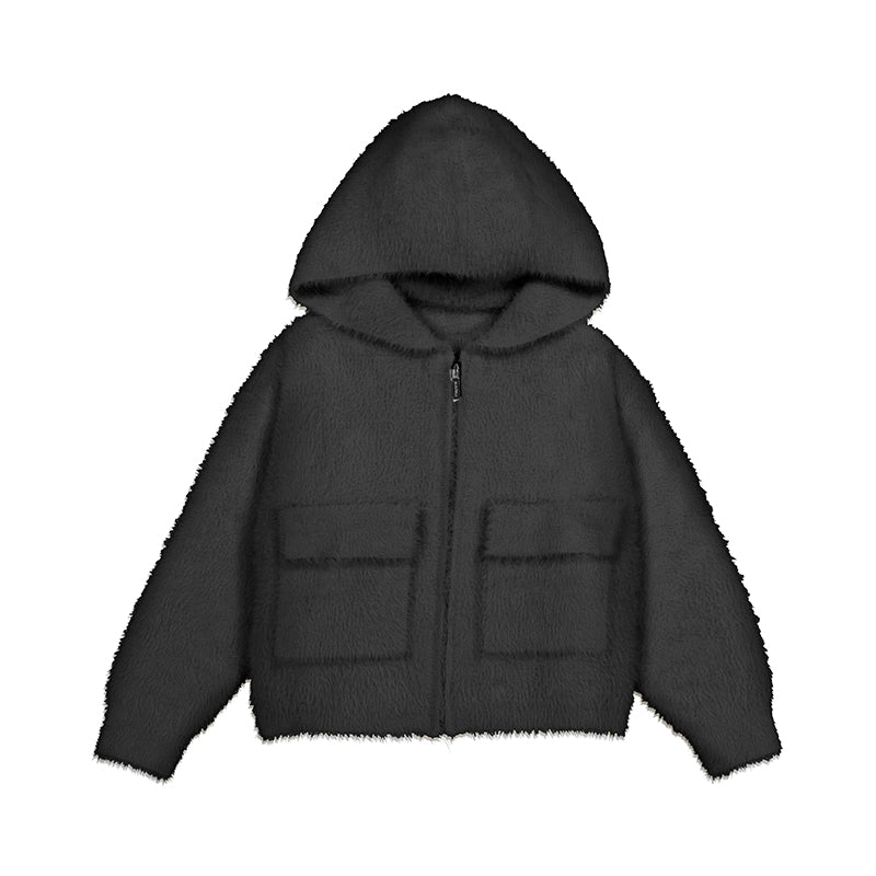 Mayoral-Furry Knit Sweater-Black