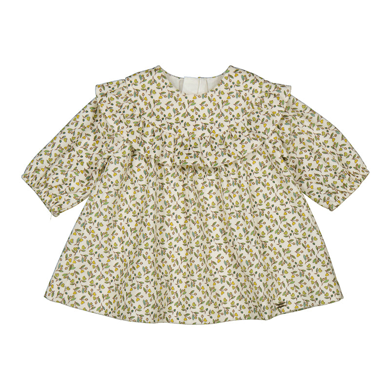 Mayoral-Printed Velvet Dress-Olive