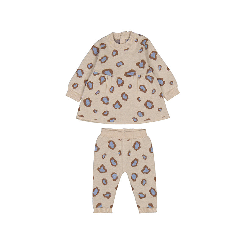 Mayoral-Knit Pants Set-Tapioca
