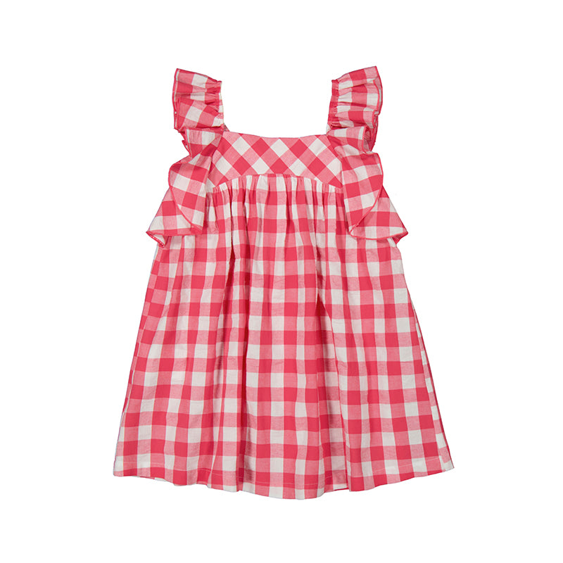 Mayoral-Girl Gingham Dress-Peony