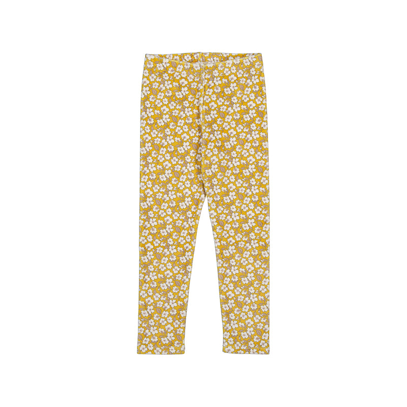 Mayoral-Print velvet leggings-Mustard