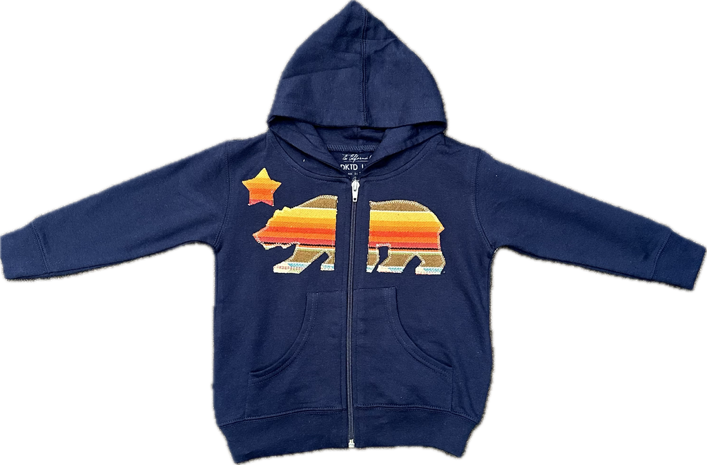 ADKTD-Bear Zip Up Hoodie- Navy