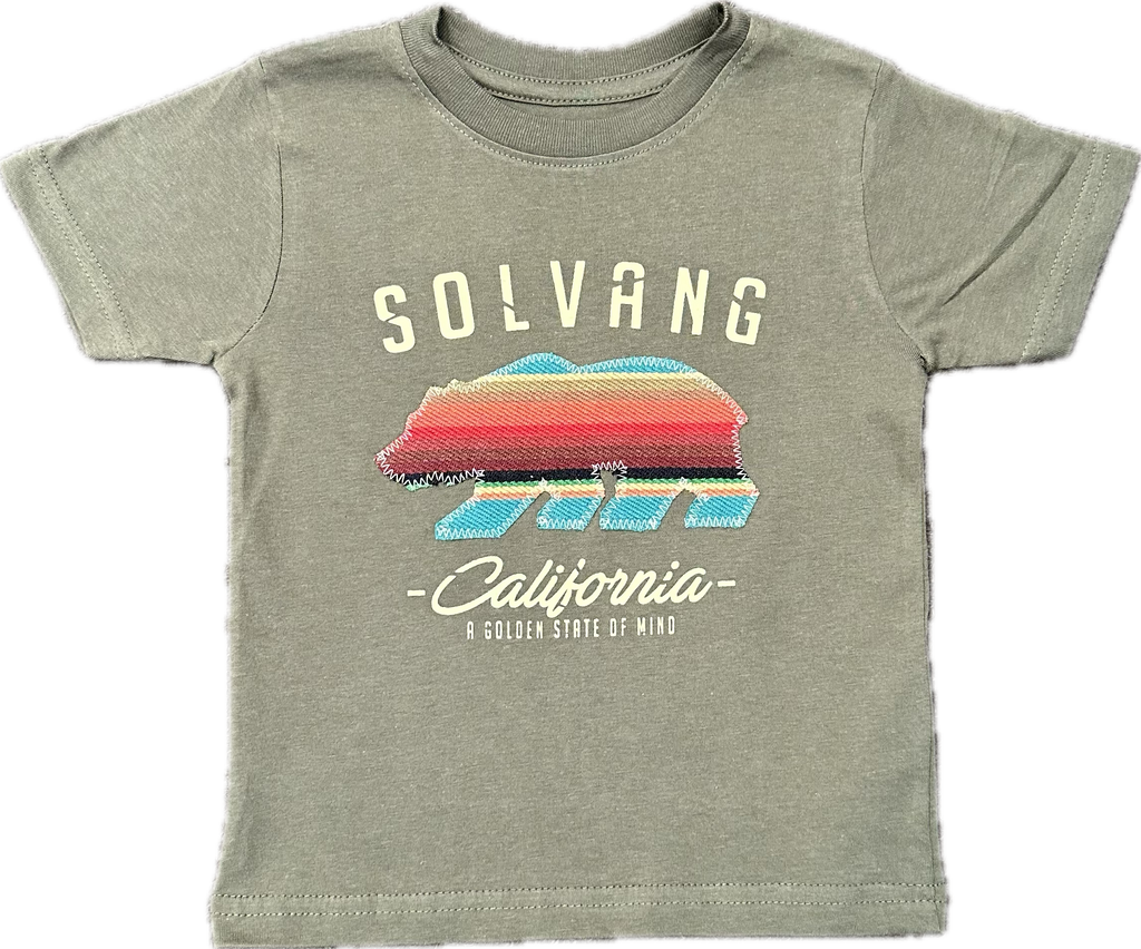 ADKTD-Bear Solvang Tee Shirt- Olive/Faded Blue