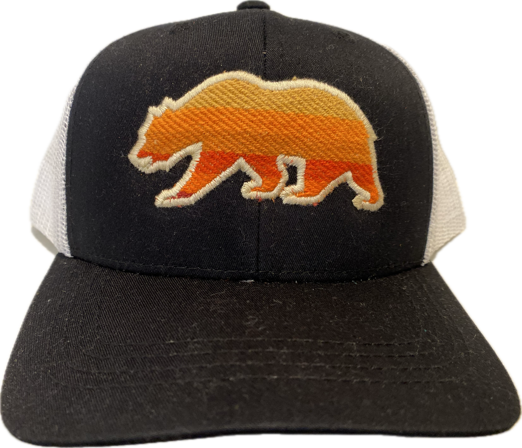 ADKTD-Bear Trucker Hat-Black with Pink Sunset Bear