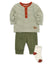 Little Me -Striped Waffle Knit Jogger Set & Sock