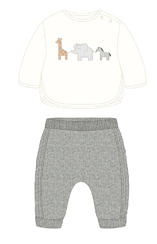 Mayoral-Knit Set-Gray Animals