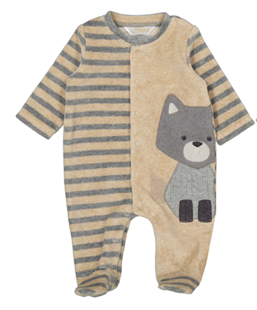 Mayoral-Velour Onesie-Large Fox