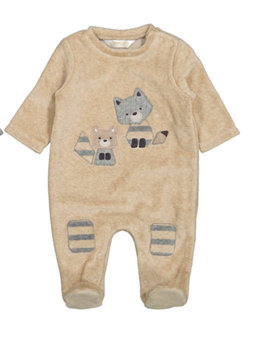 Mayoral-Velour Onesie-Two Fox