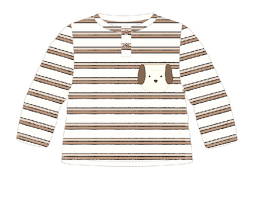 Mayoral-Long Sleeve T-Shirt-Brown Stripe