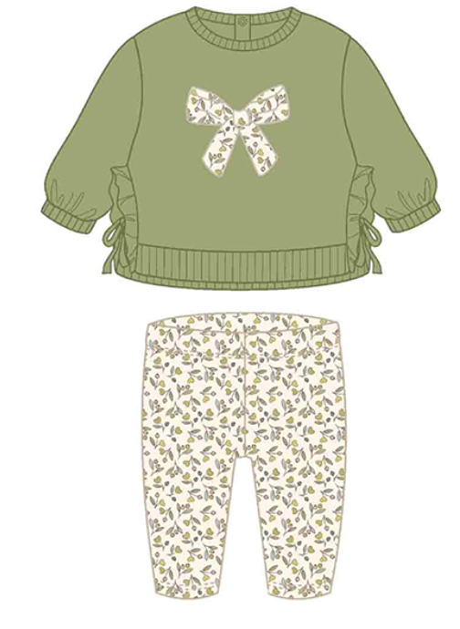 Mayoral-Legging Set-Olive Bow