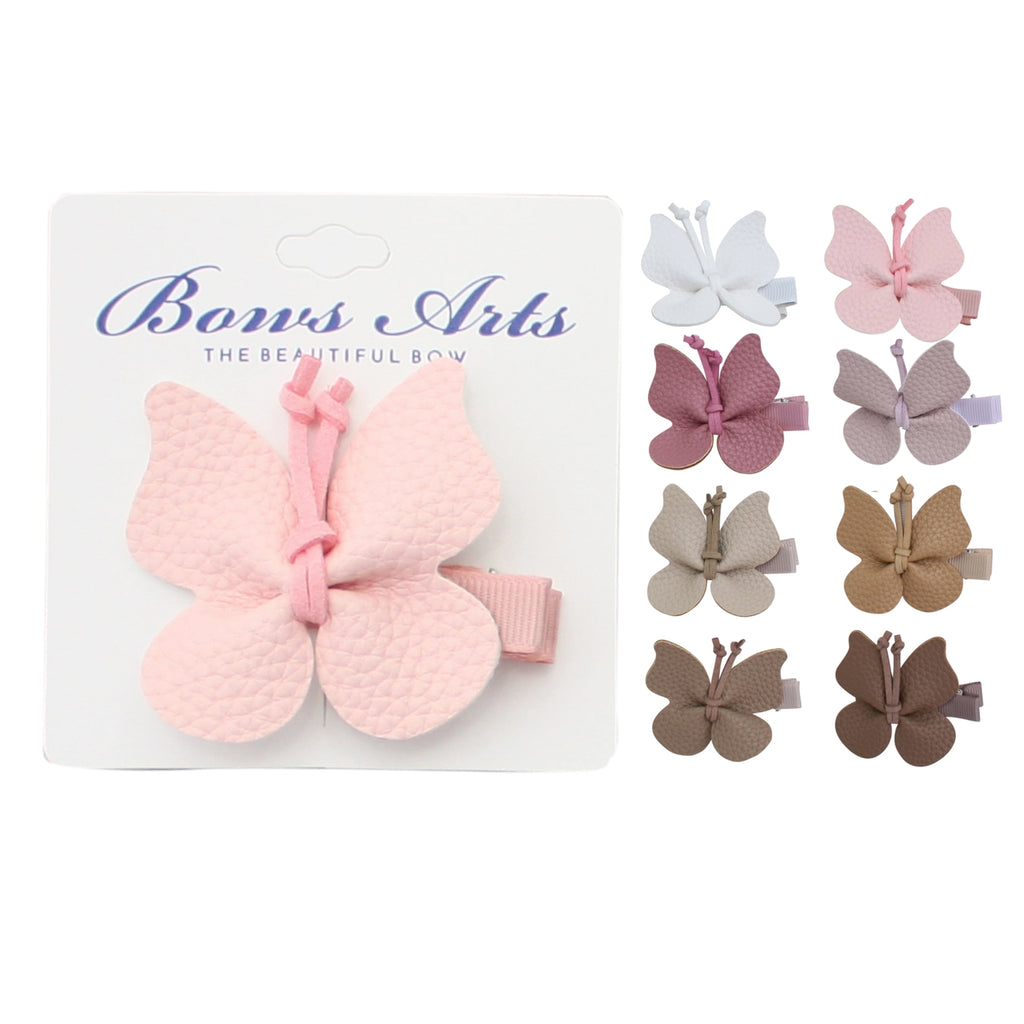 Bows Art-Vegan Leather Butterfly Clips