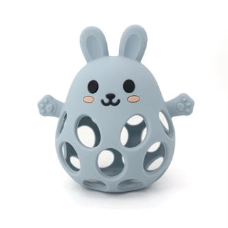 Three Hearts-Funny Bunny 3D Silicone Teether-Slate