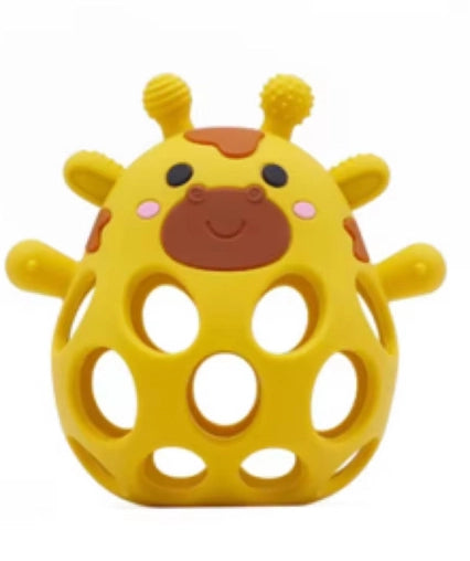 Three Hearts-Silicone 3D Giraffe Teether Silicone-Mustard