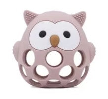 Three Hearts-Silicone 3D Owl Teether Silicone-Fawn