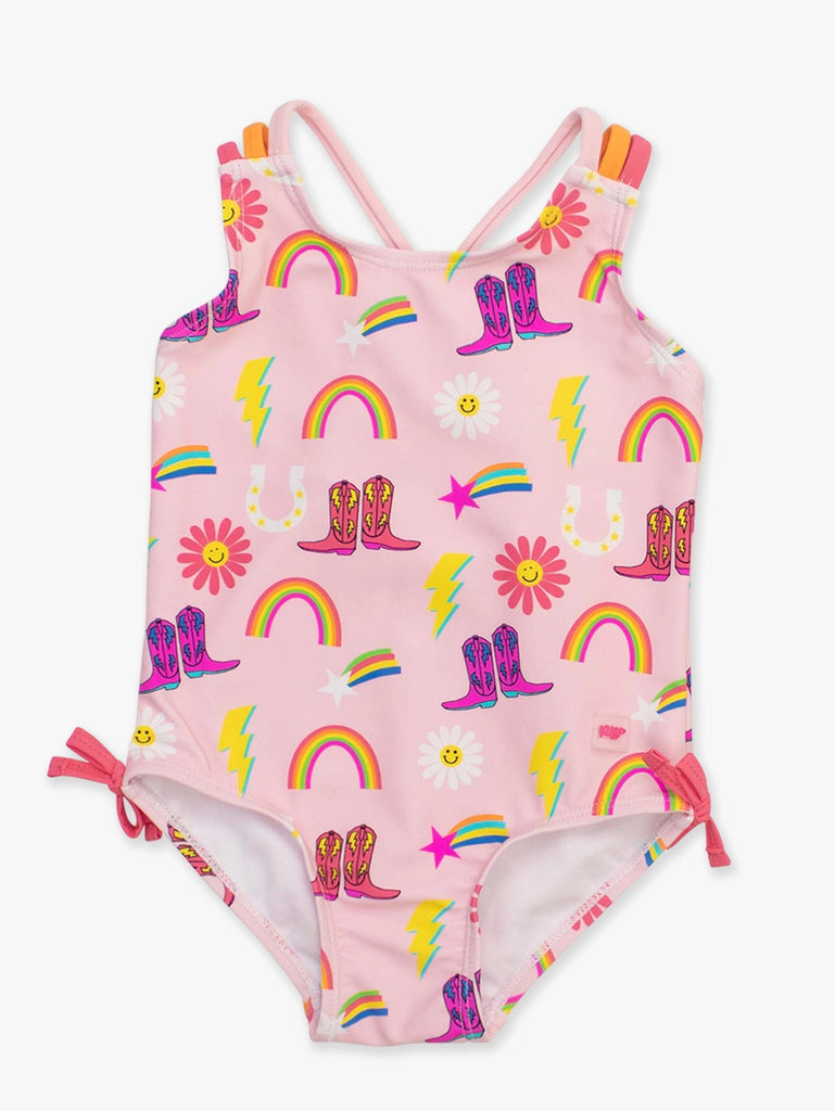 Ruffle Butts-Girls Cowgirl Cutie Cross-Back One Piece Swimsuit