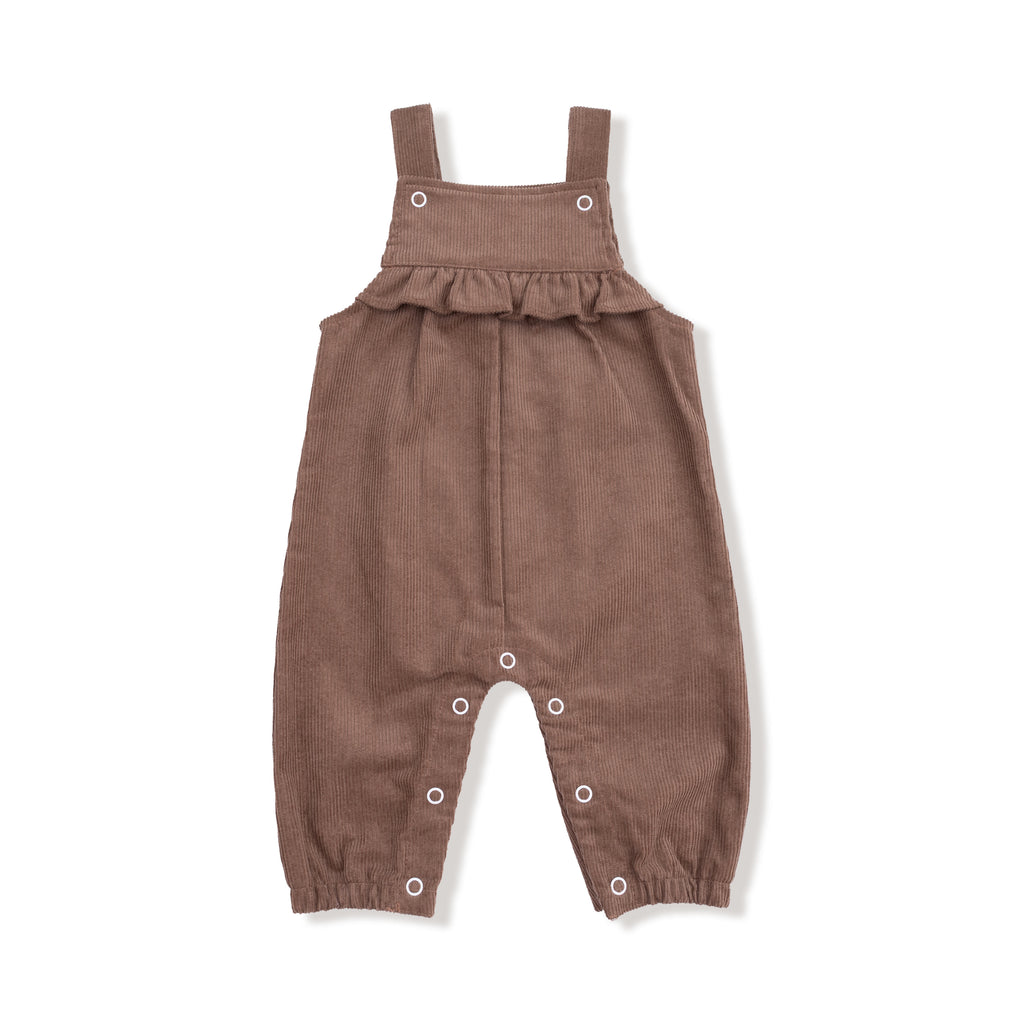 Angel Dear-Yoke Ruffle Overall-Chocolate Malt