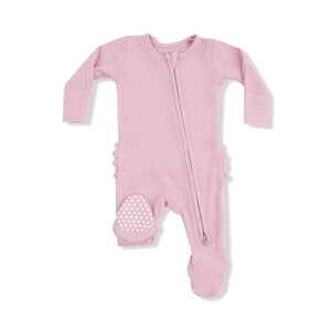 Angel Dear -2 Way Zipper Footie Ruffle Back-Waffle Pink