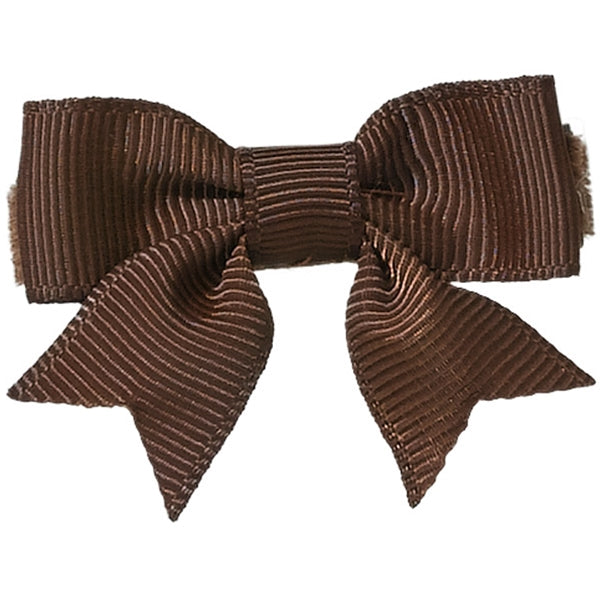 No Slippy Hair Clippy - Emily  Dark Brown 2 Inch Grosgrain Baby Bow Pinch Clip