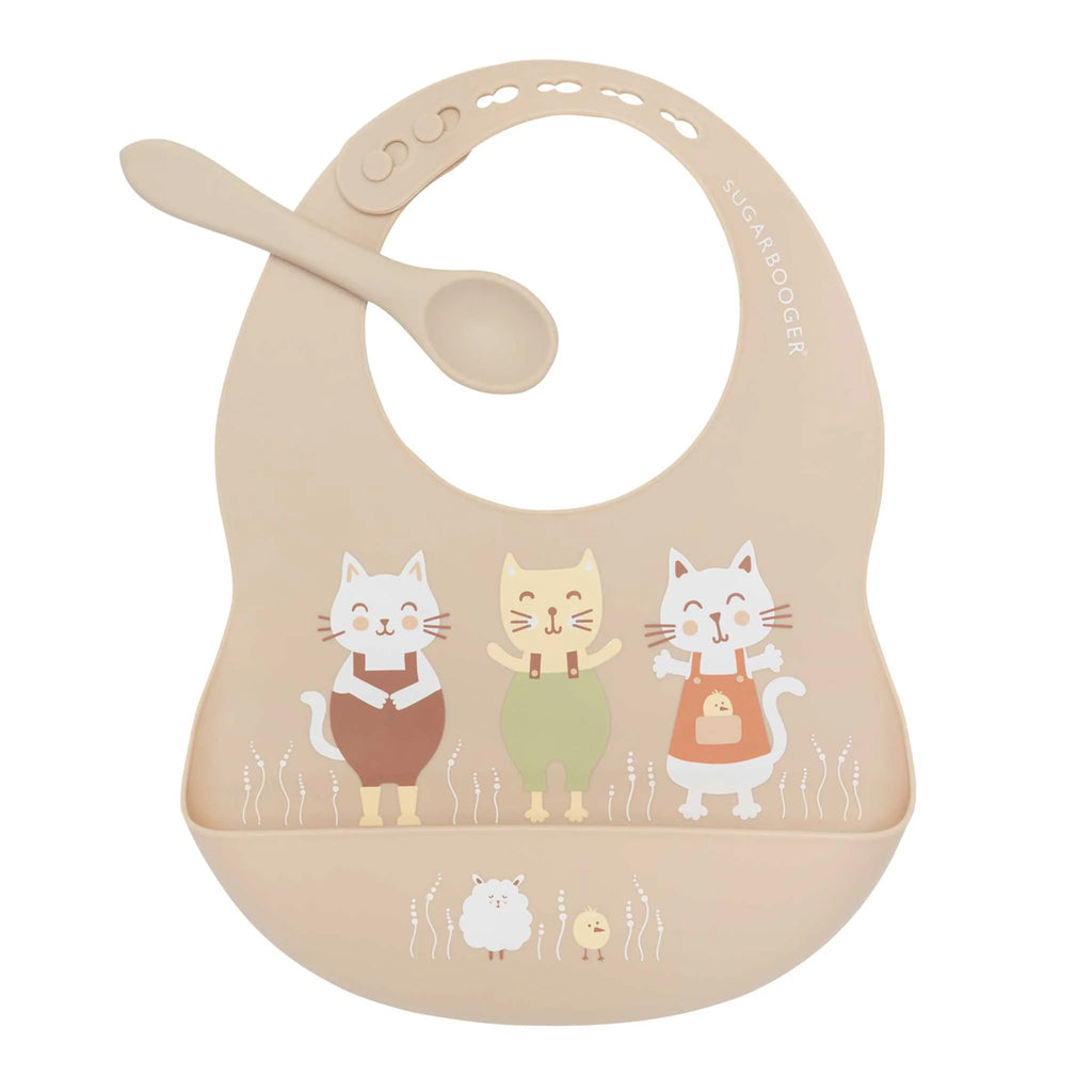 Ore - Fresh and Messy Silicone Bib and Spoon Set - Prairie Kitty