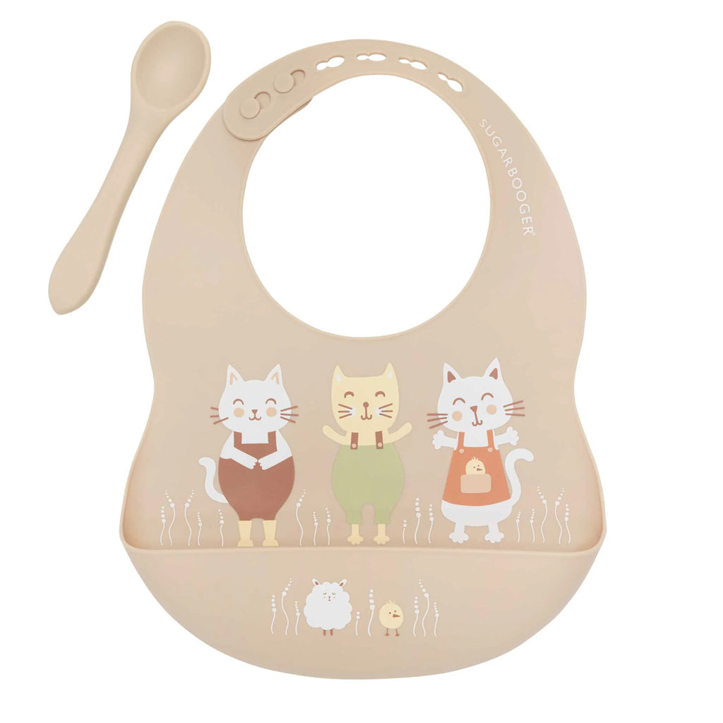 Ore - Fresh and Messy Silicone Bib and Spoon Set - Prairie Kitty