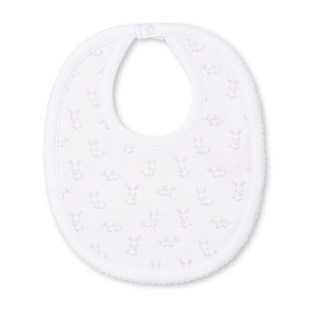 Kissy Kissy - Gingham Bunnies Print Bib - Pink