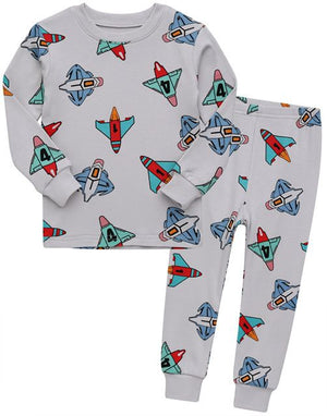 Explanet-Modal Long Sleeve Pajamas-Rockets