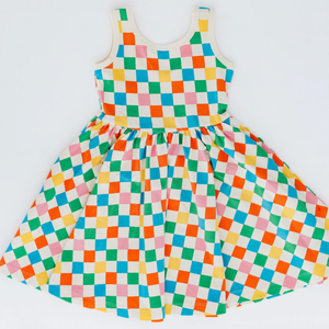 Good Apples-Sleeveless Twirl Dress in Party Checkers