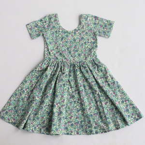 Good Apples-Short Sleeve Twirl Dress in Bella Blue Floral