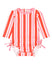 Ruffle Butts-Long Sleeve One Piece Rash Guard- Cayenne Pop Stripe